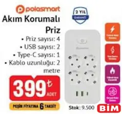 POLOSMART AKIM KORUMALI PRİZ